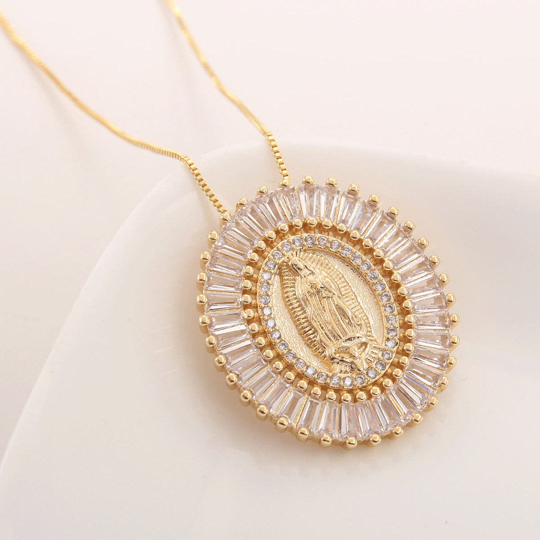 Christianartworkshop Our Lady of Guadalupe Zirconia Amulet Pendant Necklace - image 7