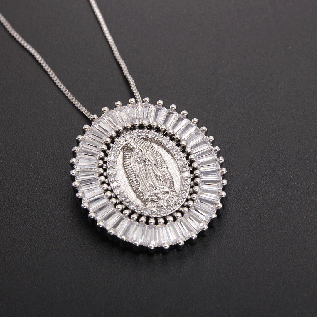Christianartworkshop Our Lady of Guadalupe Zirconia Amulet Pendant Necklace - Silver - image 4