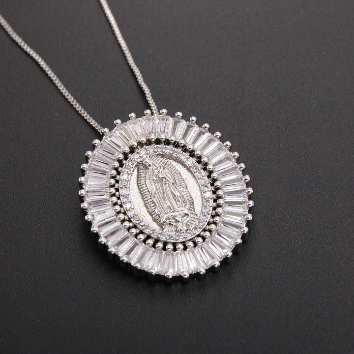 Christianartworkshop Our Lady of Guadalupe Zirconia Amulet Pendant Necklace - Silver - image 4