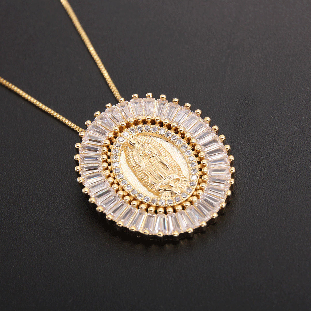 Christianartworkshop Our Lady of Guadalupe Zirconia Amulet Pendant Necklace - image 2
