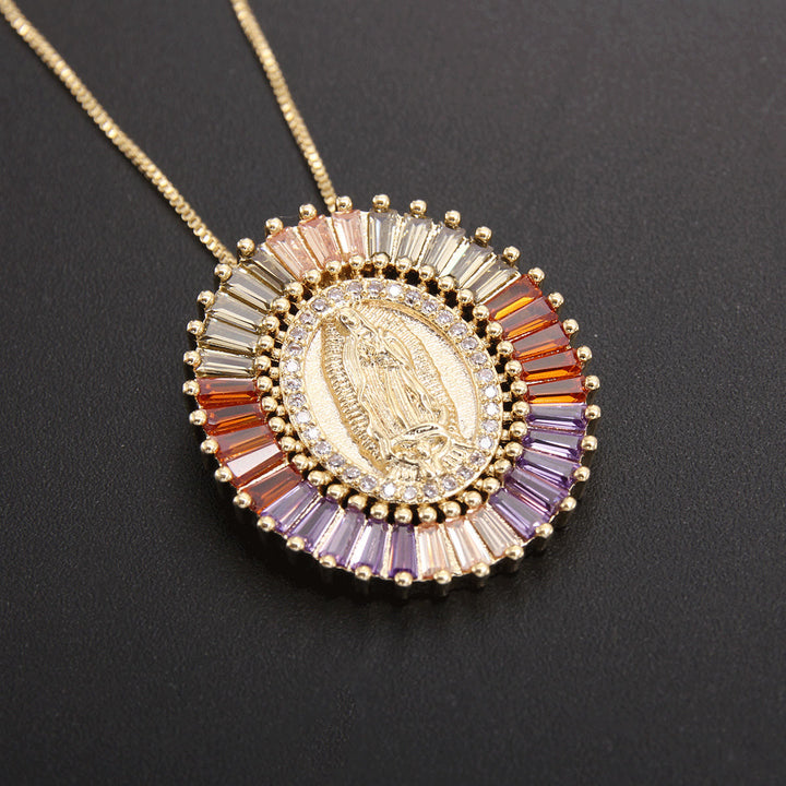 Christianartworkshop Our Lady of Guadalupe Zirconia Amulet Pendant Necklace - Multicolor - image 3