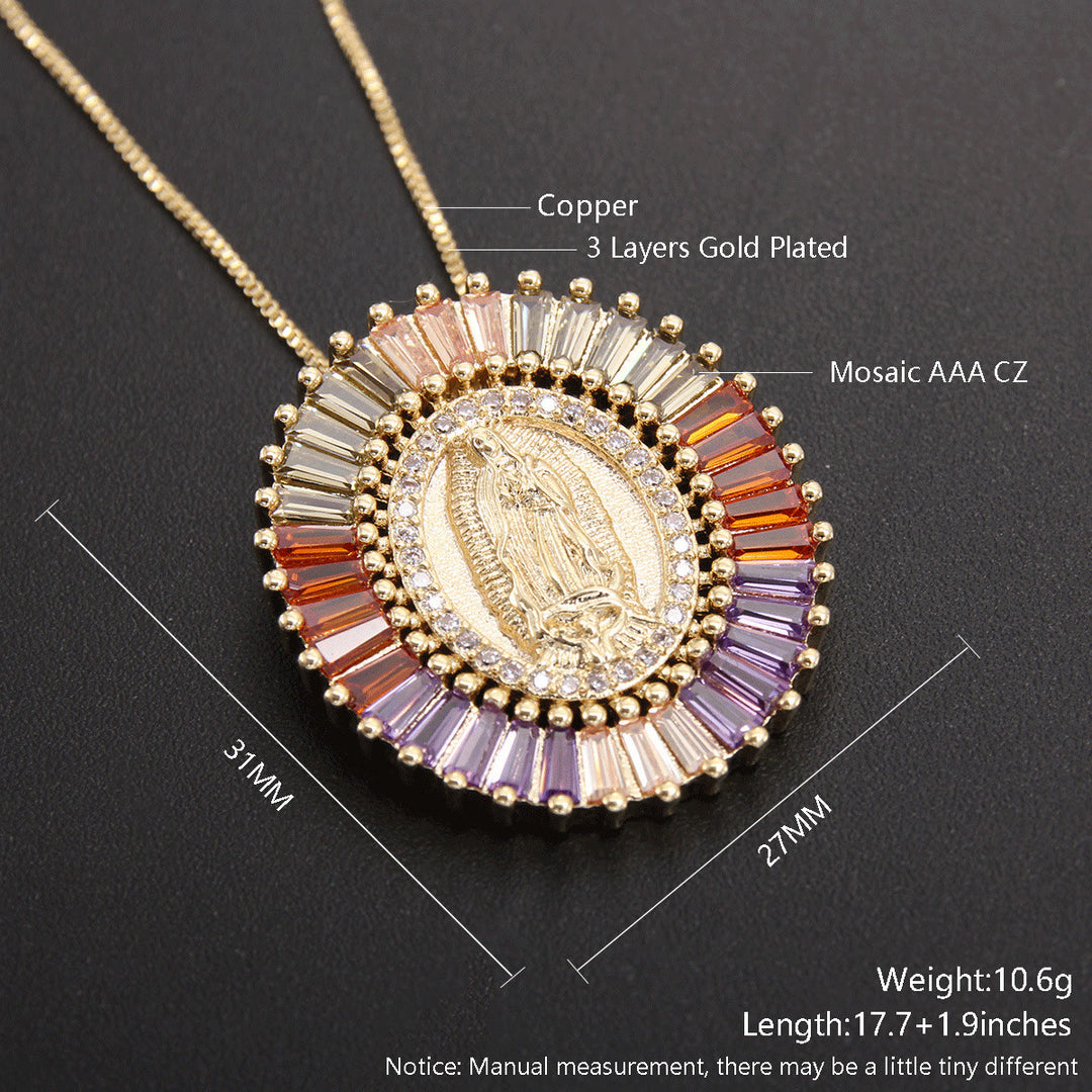 Christianartworkshop Our Lady of Guadalupe Zirconia Amulet Pendant Necklace - image 8