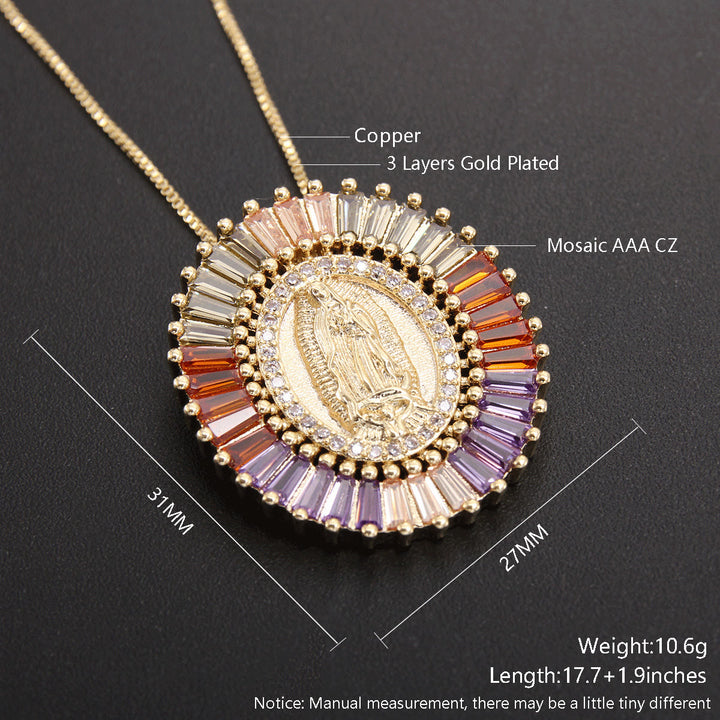 Christianartworkshop Our Lady of Guadalupe Zirconia Amulet Pendant Necklace - image 8