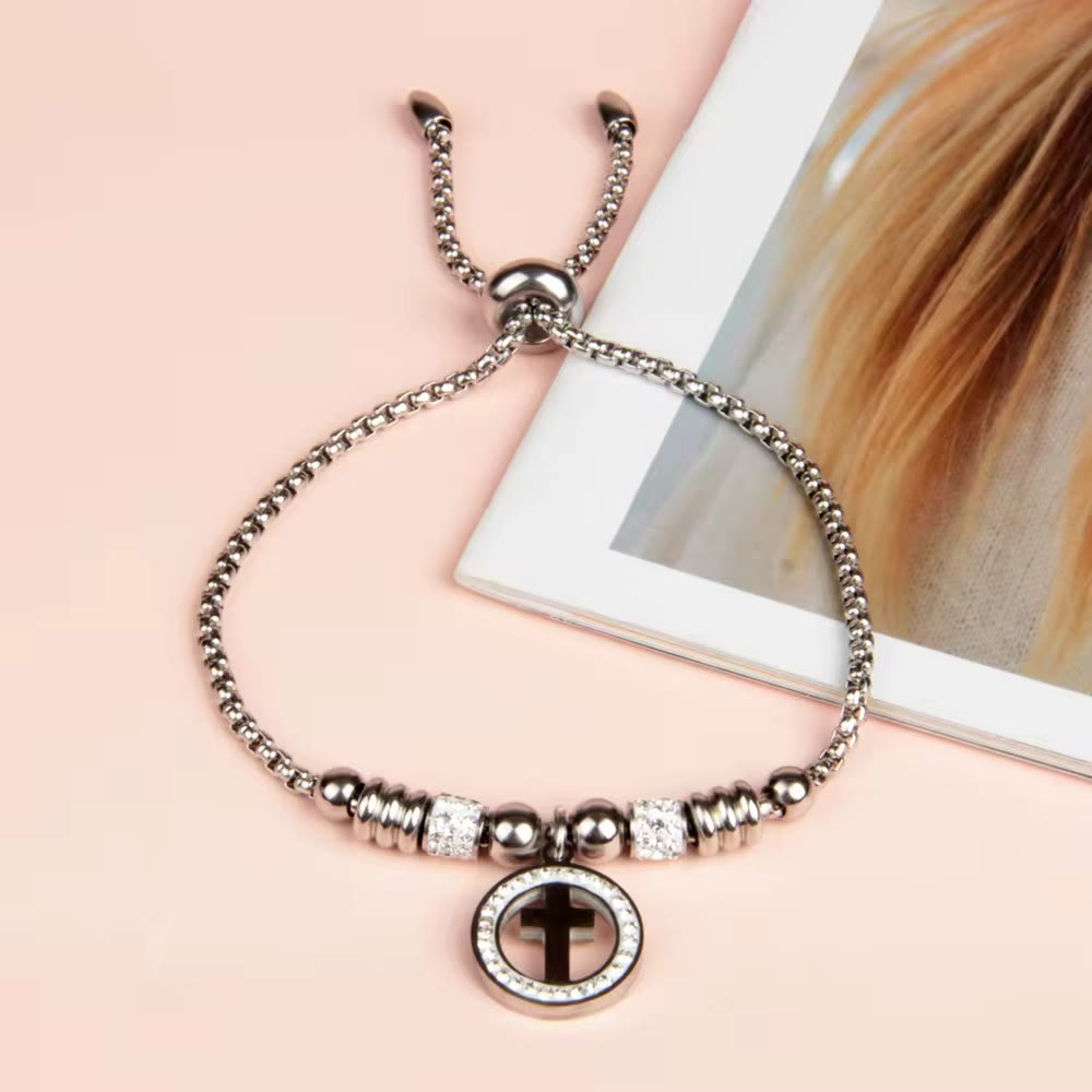 Christianartworkshop Crafted Circle Cross Charm Zirconia  Bracelet - image 10