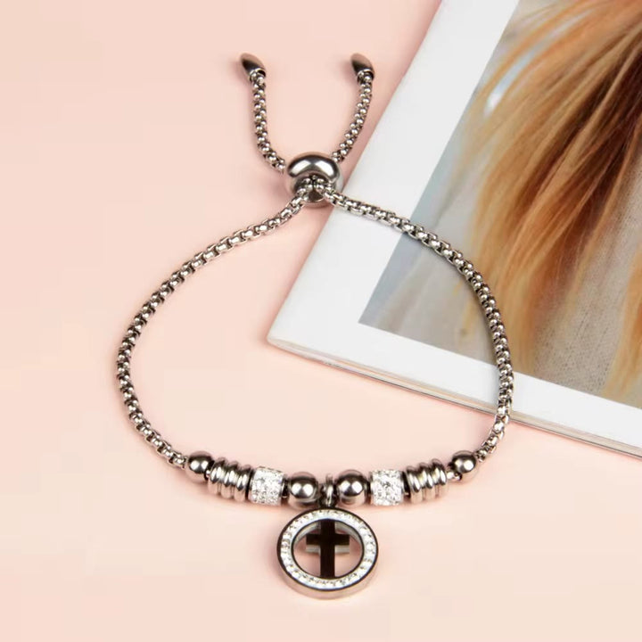 Christianartworkshop Crafted Circle Cross Charm Zirconia  Bracelet - image 10