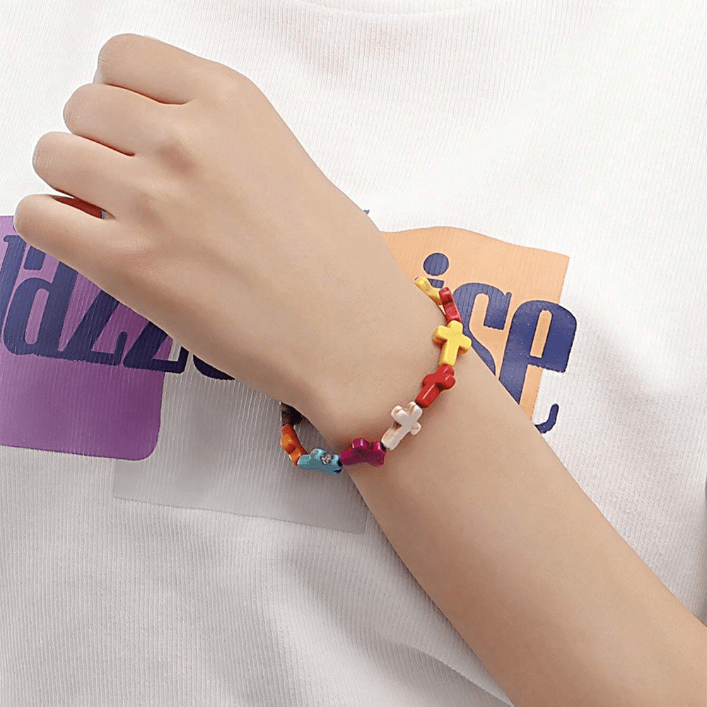 Christianartworkshop Bohemian Cross Turquoise Beaded Bracelet - image 2