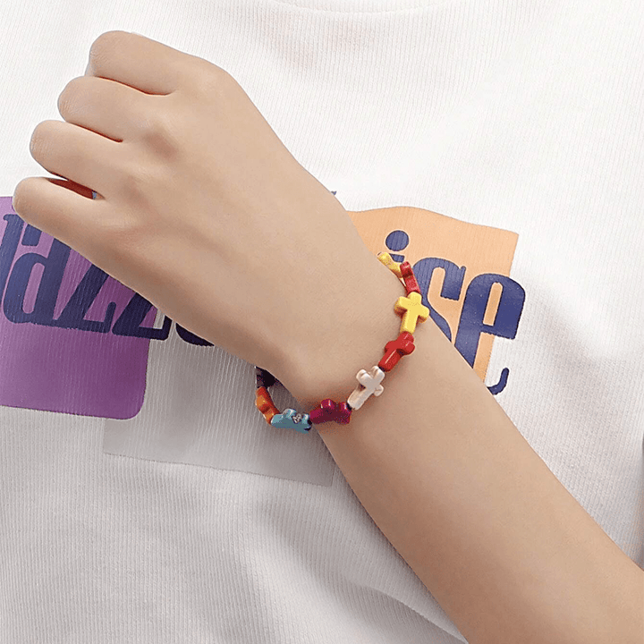 Christianartworkshop Bohemian Cross Turquoise Beaded Bracelet - image 2