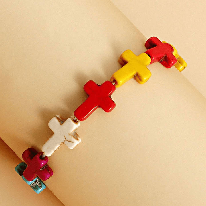 Christianartworkshop Bohemian Cross Turquoise Beaded Bracelet - image 4