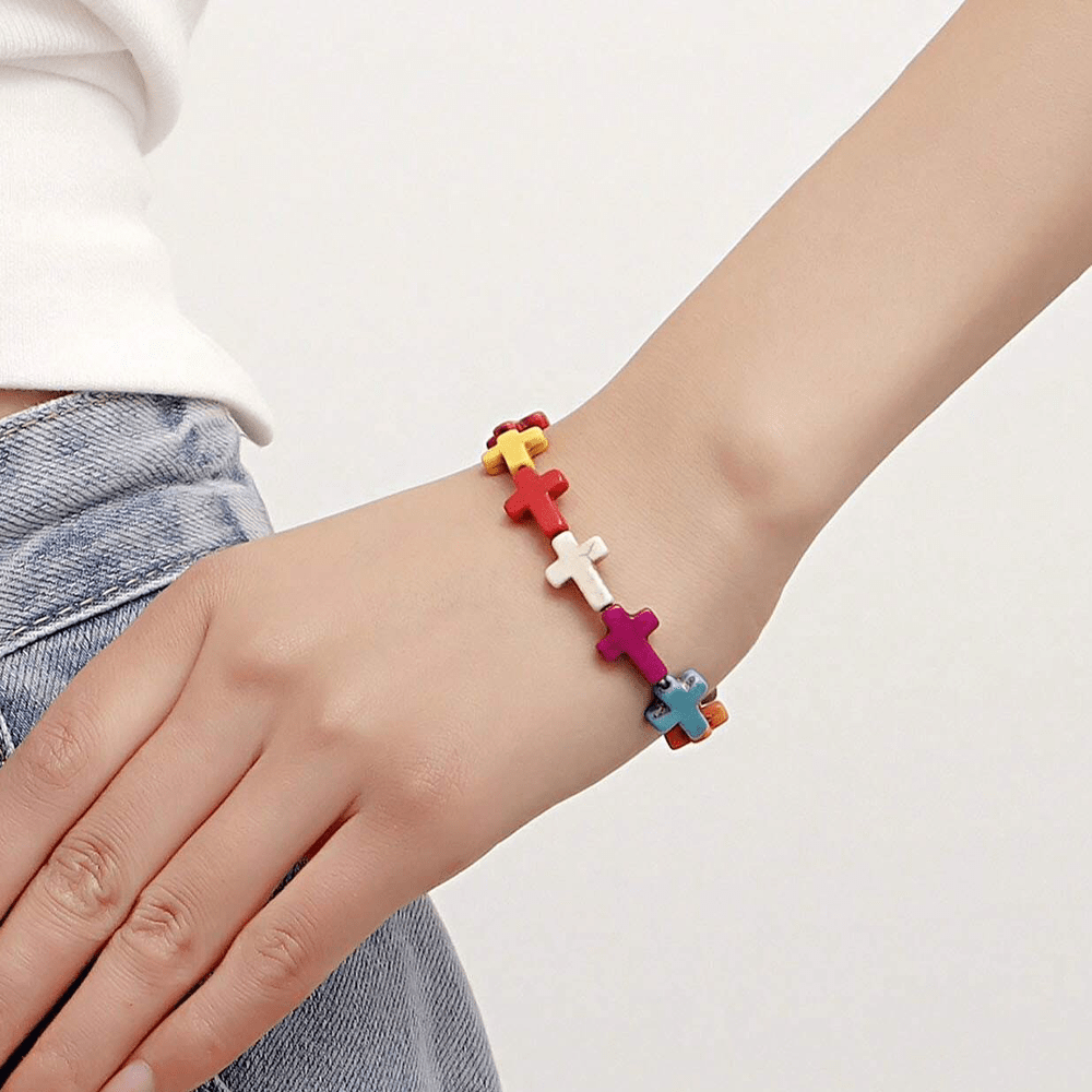 Christianartworkshop Bohemian Cross Turquoise Beaded Bracelet - image 3