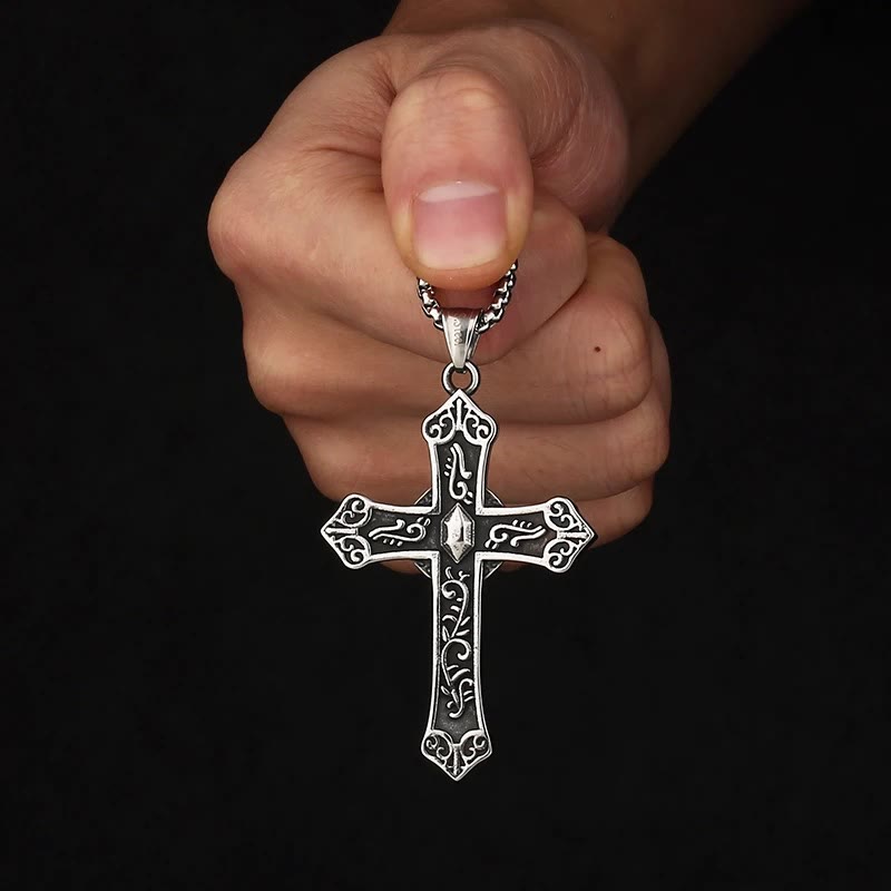 Christianartworkshop Retro Titanium Virgin Mary Cross Pendant Necklace - image 4