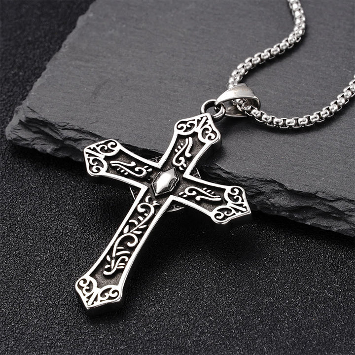Christianartworkshop Retro Titanium Virgin Mary Cross Pendant Necklace - image 2