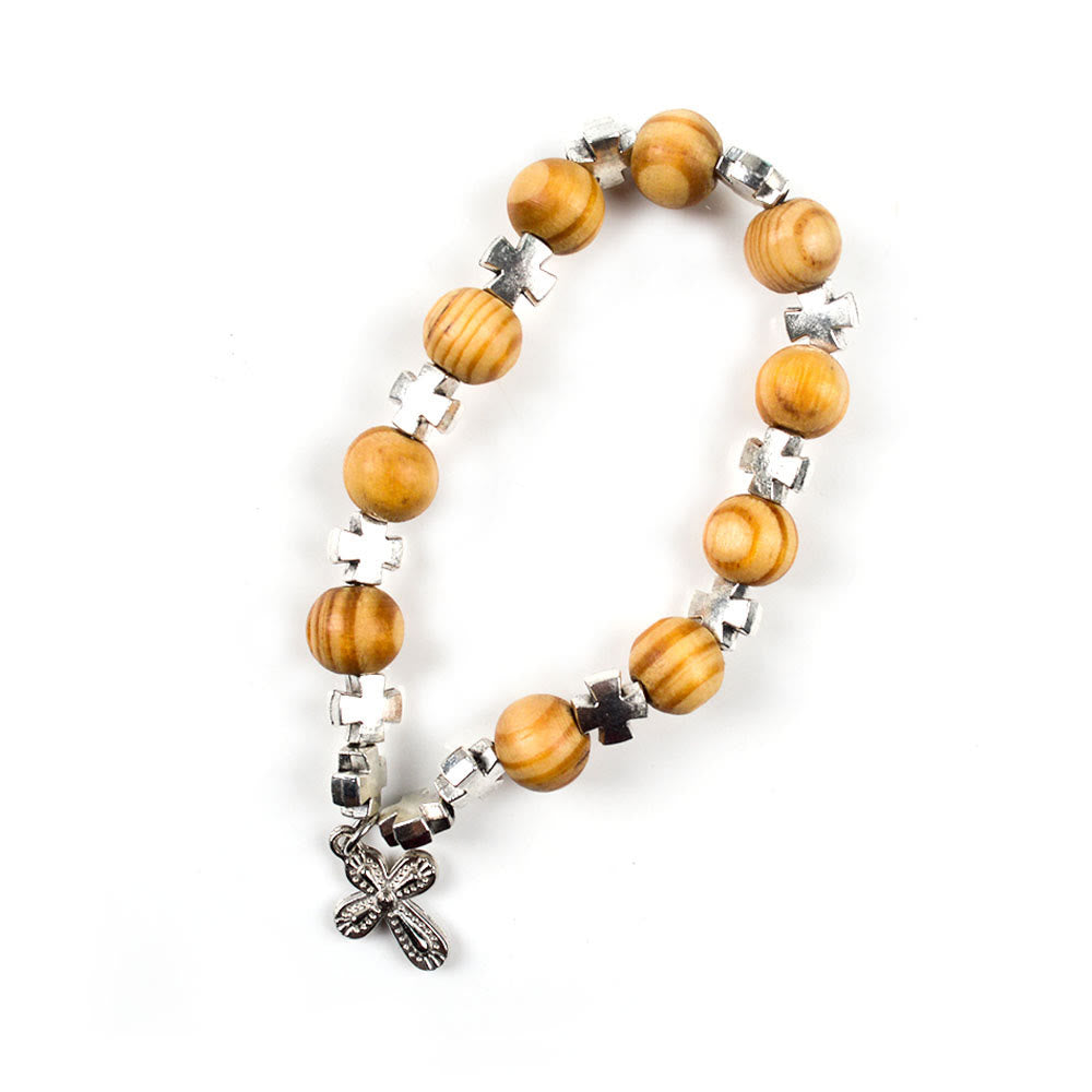 Christianartworkshop Blessings of Faith: Wooden Beads Prayer Christ Bracelet - image 4