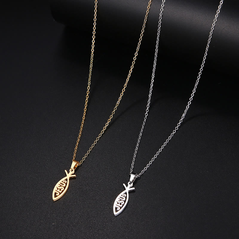 Christianartworkshop Chain Jesus Fish Shape Necklace - image 6
