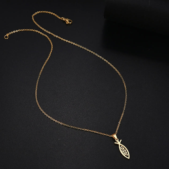 Christianartworkshop Chain Jesus Fish Shape Necklace - image 5