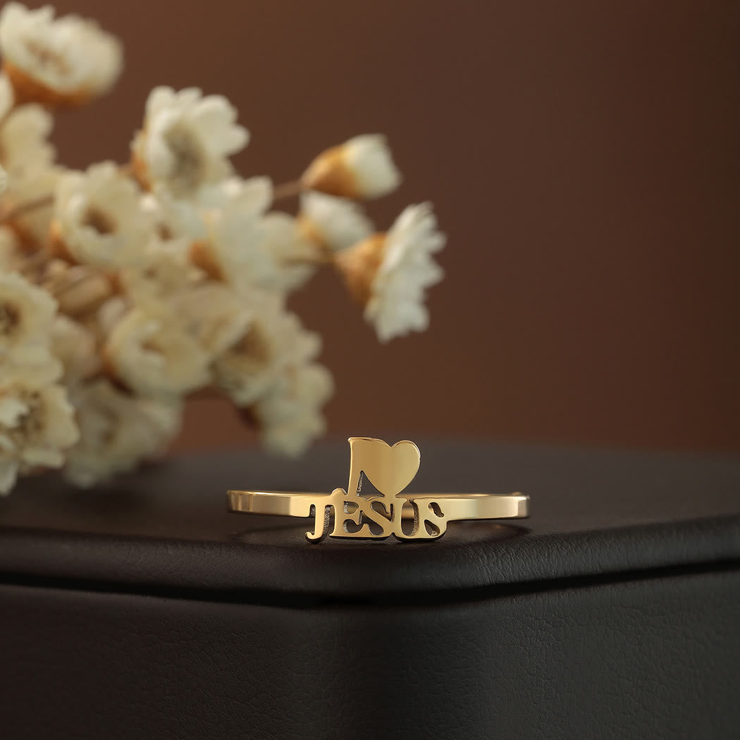 Christianartworkshop "I Love Jesus" Christian Faith Minimalism Ring - image 2
