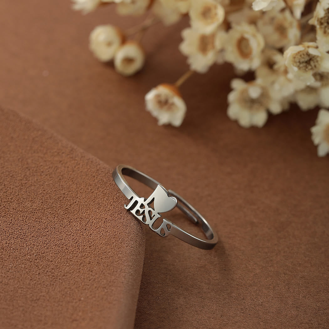 Christianartworkshop "I Love Jesus" Christian Faith Minimalism Ring - Silver - image 3