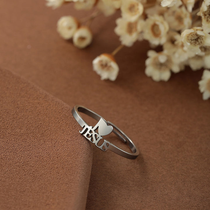 Christianartworkshop "I Love Jesus" Christian Faith Minimalism Ring - Silver - image 3