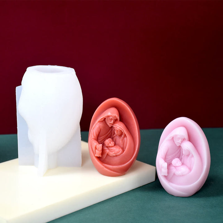 Handmade 3D Figurine Silicone Mould DIY Holy Family Candle Mold  - Holy Family Mold - image 1
