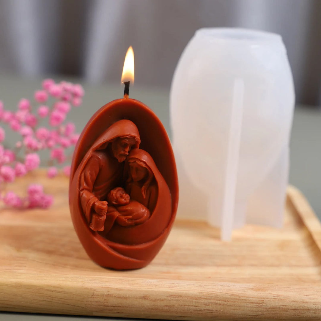 Handmade 3D Figurine Silicone Mould DIY Holy Family Candle Mold  - image 3