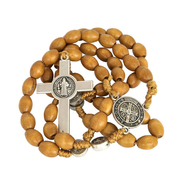 St. Benedict Natural Olive Wood Rosary with Crucifix - image 3