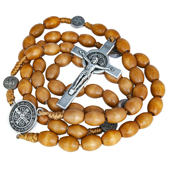 St. Benedict Natural Olive Wood Rosary with Crucifix - image 2