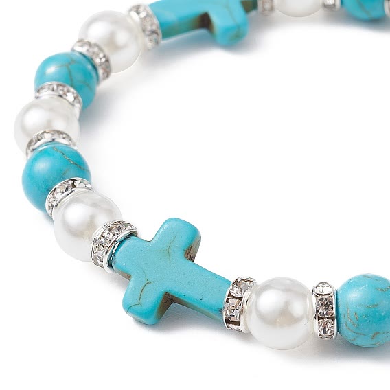Christianartworkshop Pearl & Turquoise Cross Healing Energy Bracelet - image 3