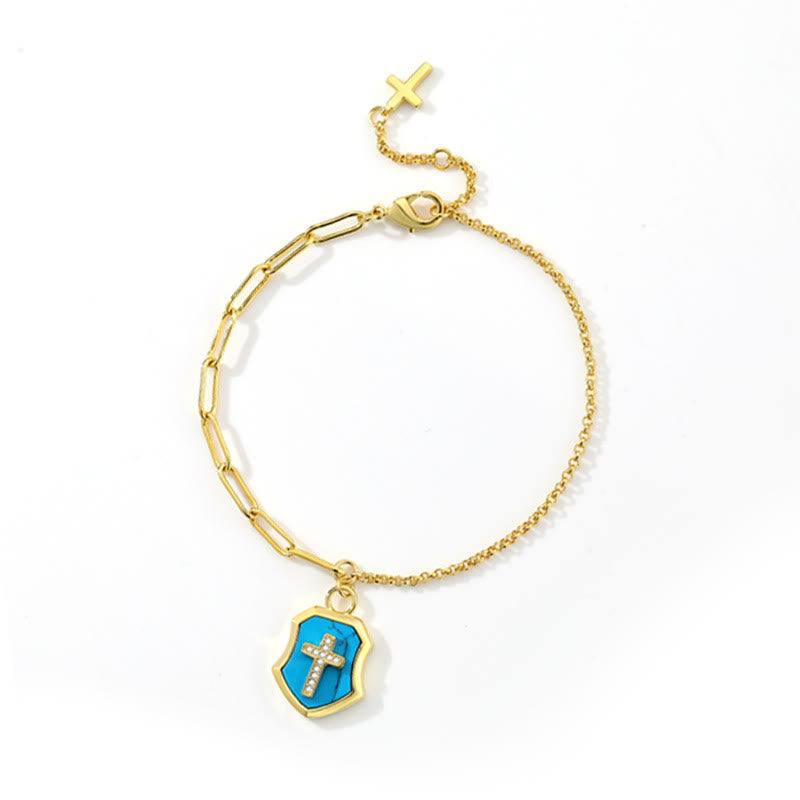 Christianartworkshop Turquoise Cross Shield Blessing Bracelet with Zircon Stones - image 4