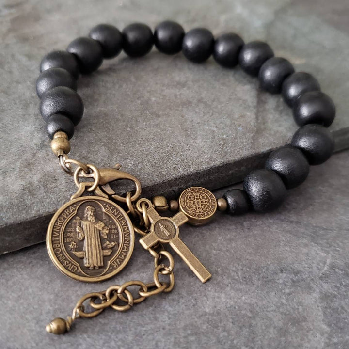 Christianartworkshop Ebony Beads St. Benedict the Blessed Protection Bracelet - image 5
