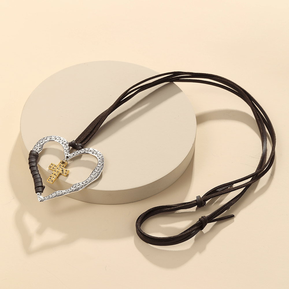 Alloy Heart Cross Pendant Necklace - image 6