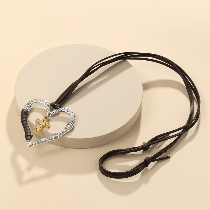 Alloy Heart Cross Pendant Necklace - image 6