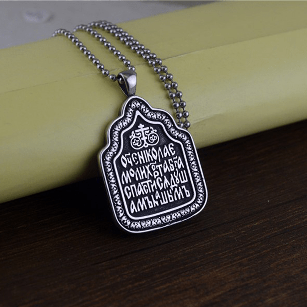 Christianartworkshop Father Blessing Charm Titanium Necklace - image 4