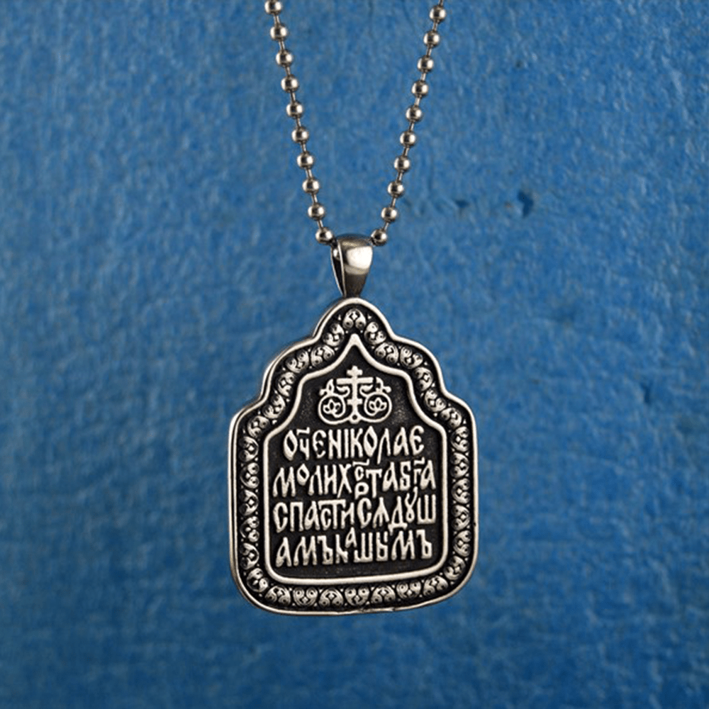 Christianartworkshop Father Blessing Charm Titanium Necklace - image 2