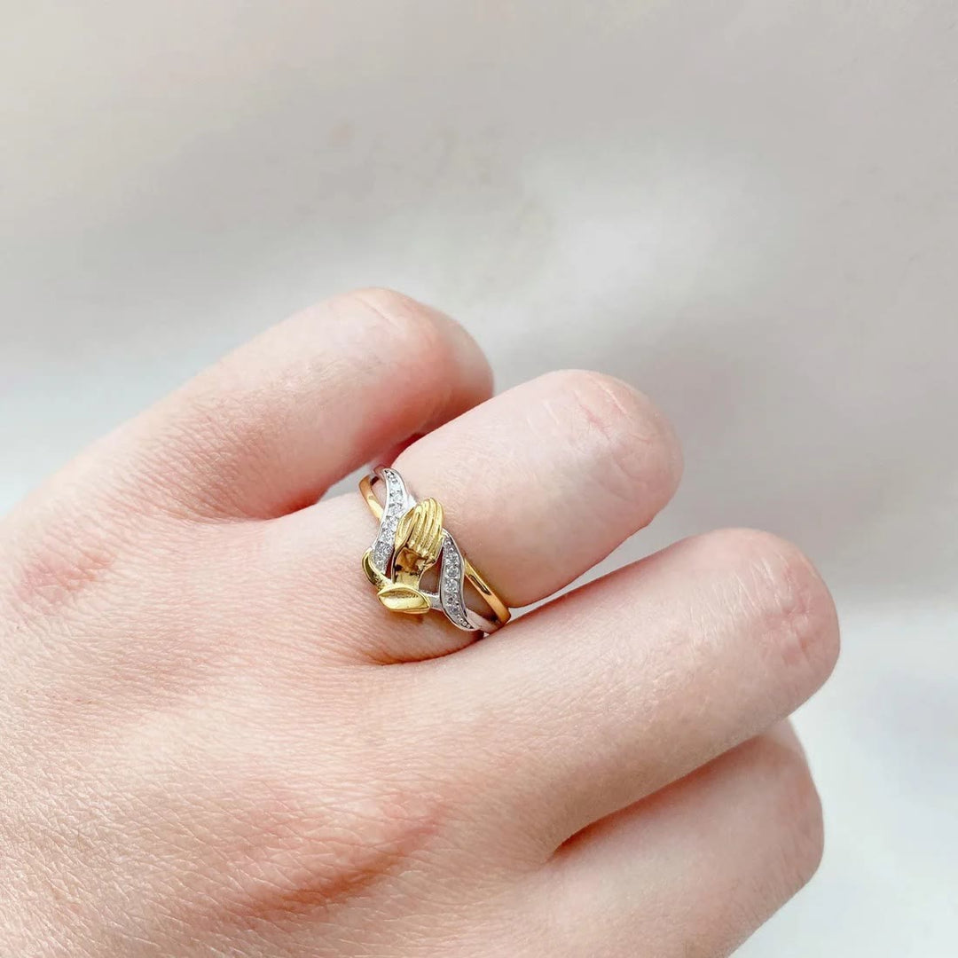 Christianartworkshop Praying Hands Gold & Silver Ring - image 8