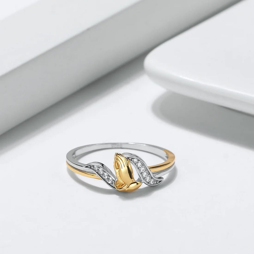 Christianartworkshop Praying Hands Gold & Silver Ring - image 2