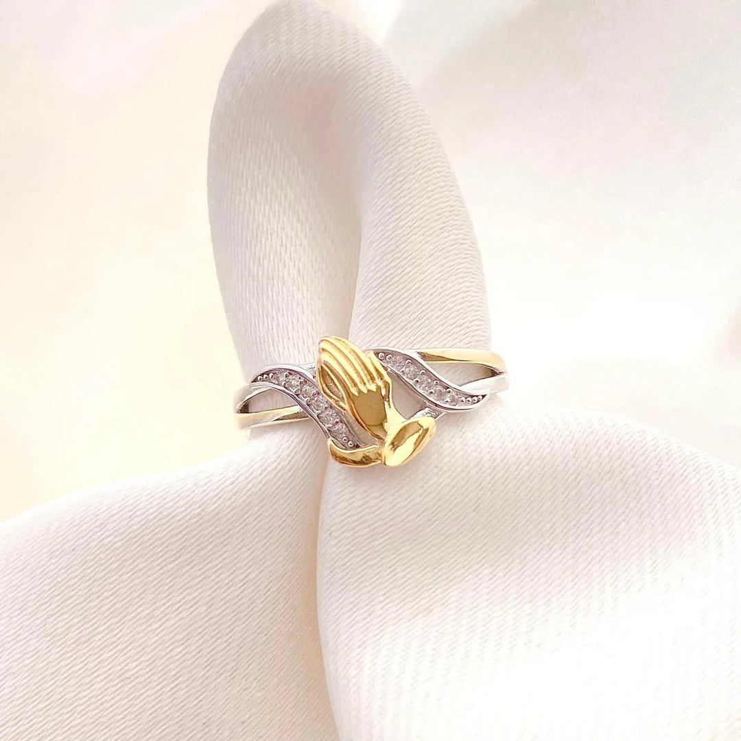 Christianartworkshop Praying Hands Gold & Silver Ring - image 7