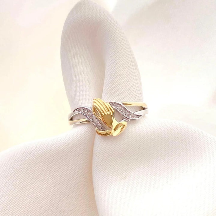 Christianartworkshop Praying Hands Gold & Silver Ring - image 7