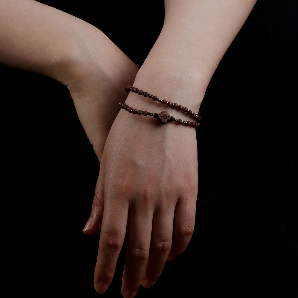 59 Beads Mini Crucifix Wooden Bracelet Rosary - image 2