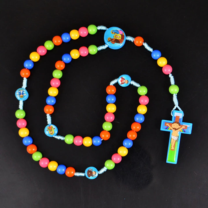 Colorful Round Beads Cross Pendant Children Rosary - image 10