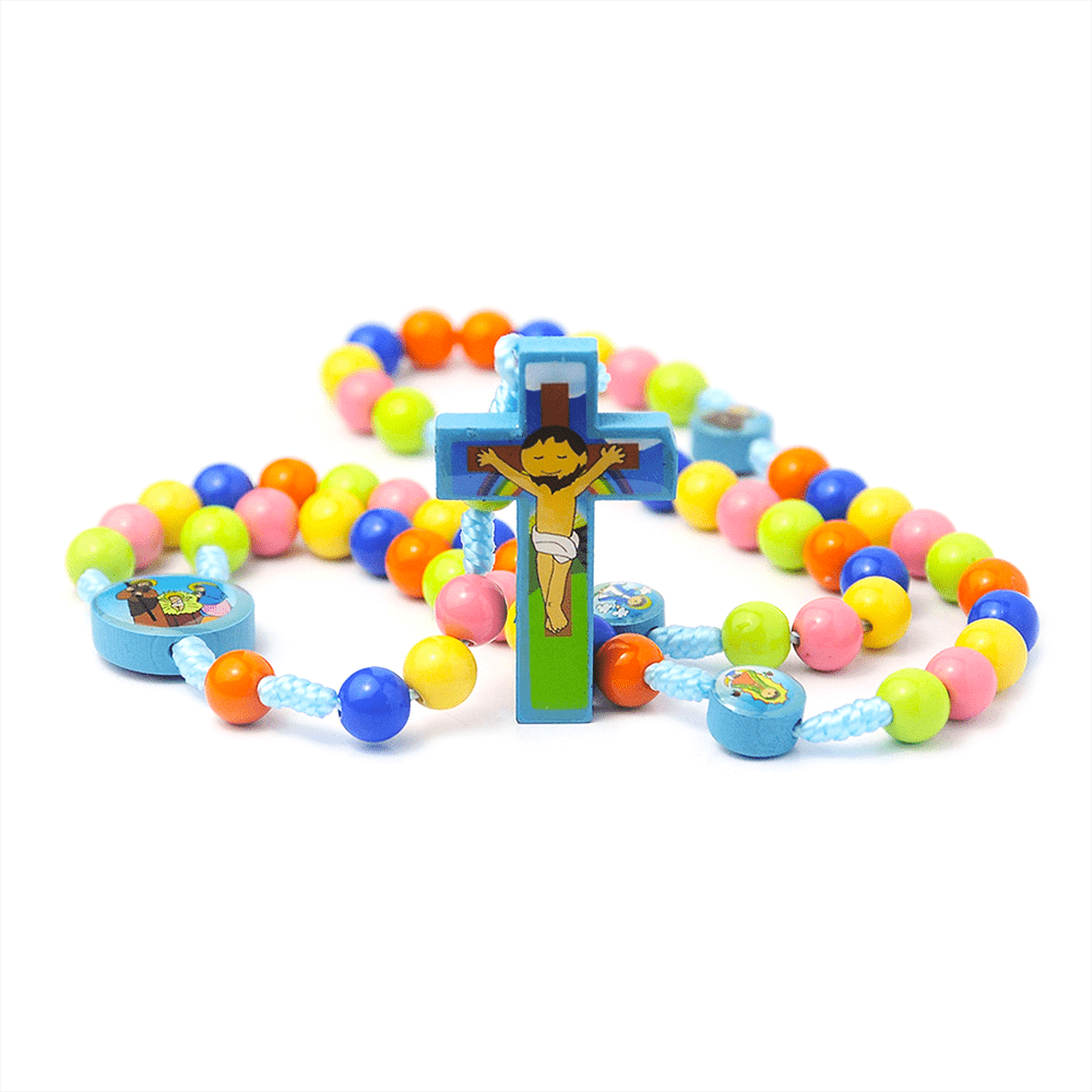 Colorful Round Beads Cross Pendant Children Rosary - image 6
