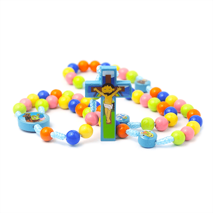 Colorful Round Beads Cross Pendant Children Rosary - image 6