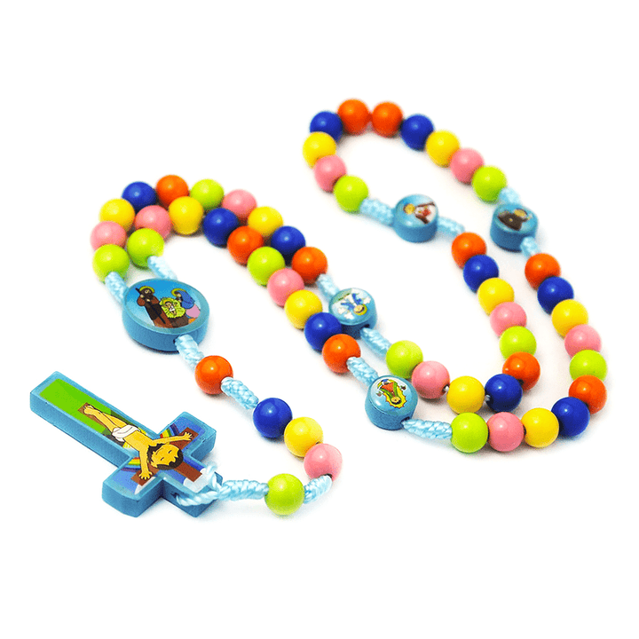 Colorful Round Beads Cross Pendant Children Rosary - image 8