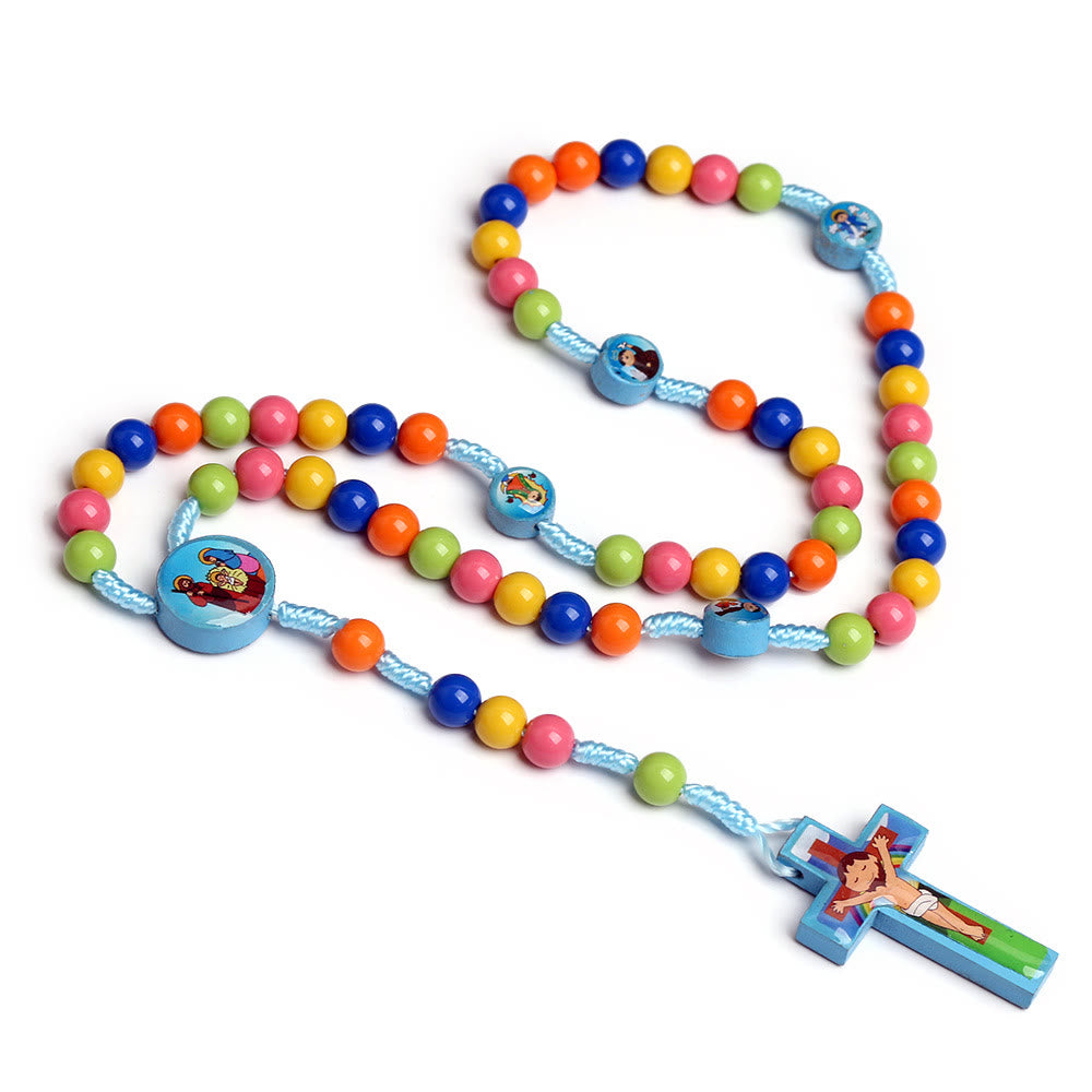 Colorful Round Beads Cross Pendant Children Rosary - image 7