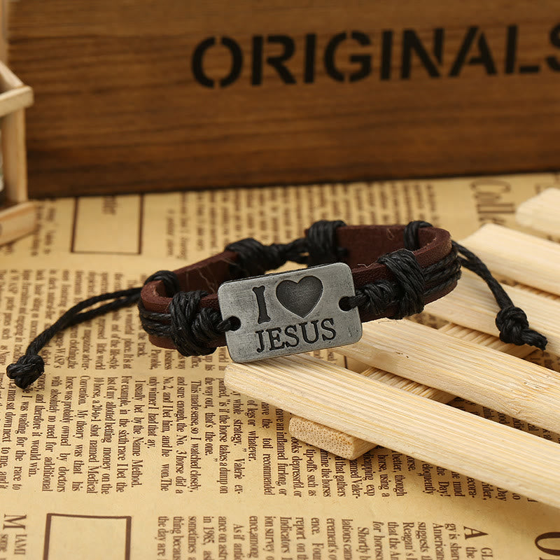 Christianartworkshop "I Love Jesus"  Jewelry Cross Adjustable Leather Bracelet - image 7