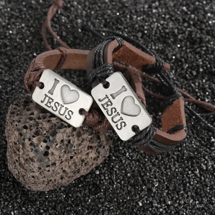 Christianartworkshop "I Love Jesus"  Jewelry Cross Adjustable Leather Bracelet - image 11