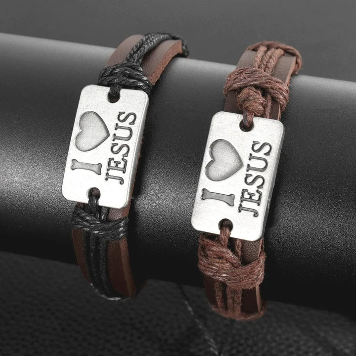 Christianartworkshop "I Love Jesus"  Jewelry Cross Adjustable Leather Bracelet - image 10