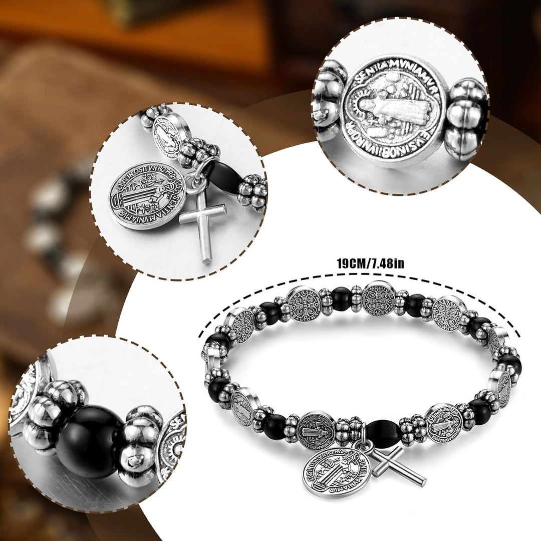 Christianartworkshop Silver St. Benedict Medal Rosary Bracelet - image 3