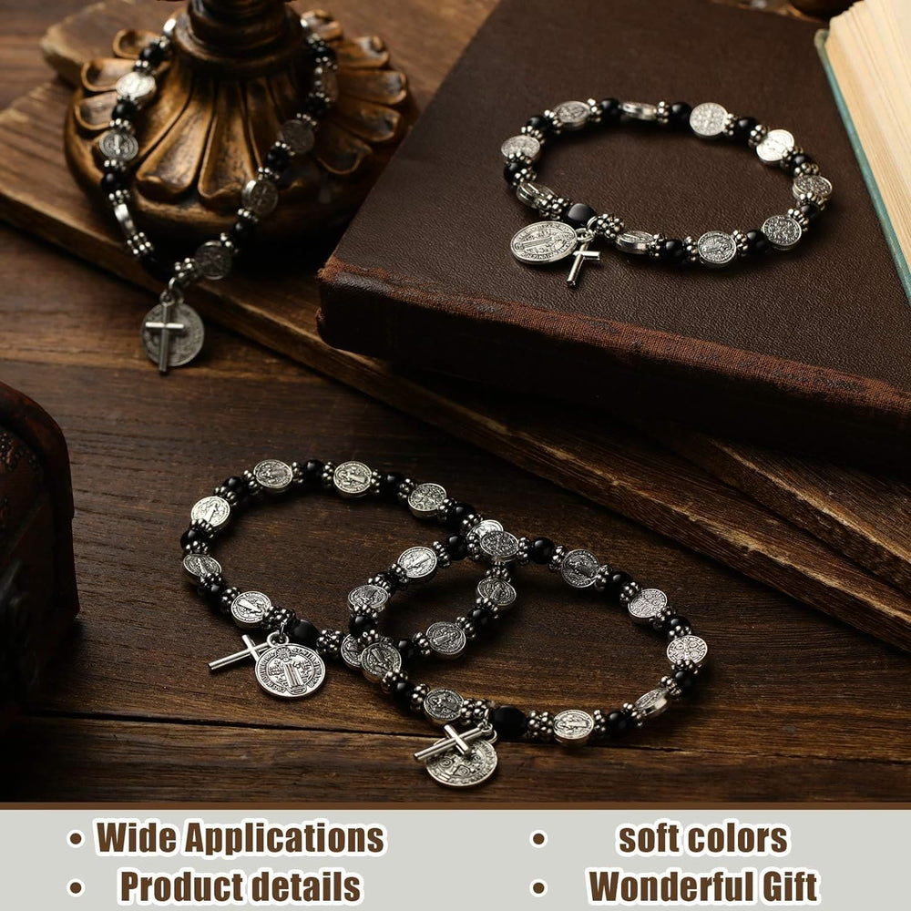 Christianartworkshop Silver St. Benedict Medal Rosary Bracelet - image 2