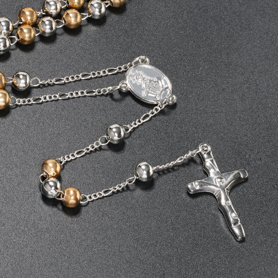 Christian Virgin Mary Long Chain Jesus Cross Religion Rosary - image 4