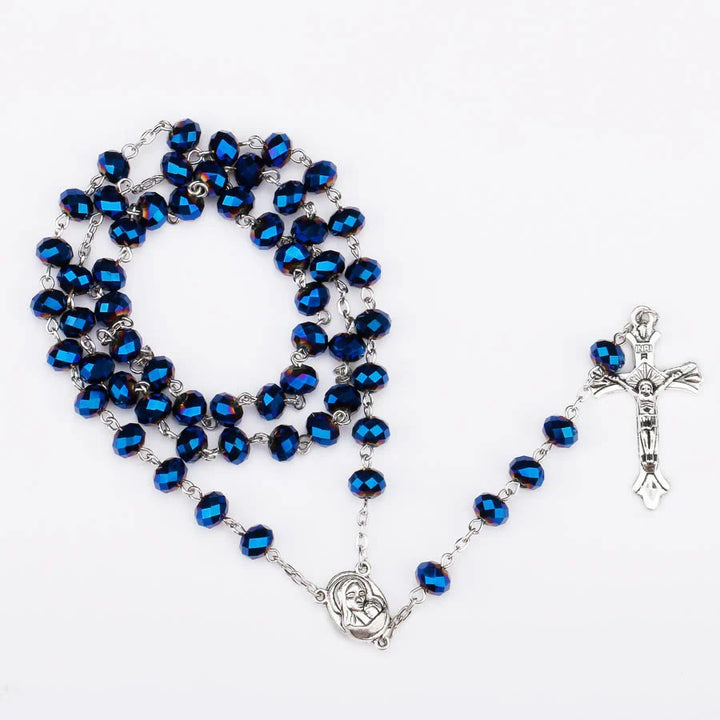 Deep Blue Holy Soil Medal Rosary - image 2