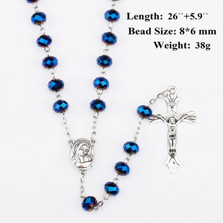 Deep Blue Holy Soil Medal Rosary - image 4
